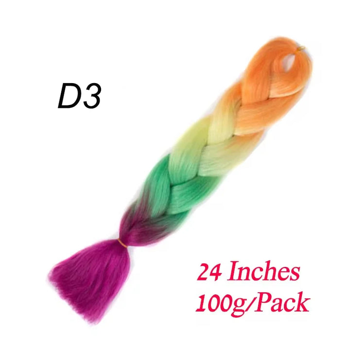 24 Inch Synthetic Jumbo Braiding Hair – Heat-Resistant Ombre Bulk Extensions for Braids
