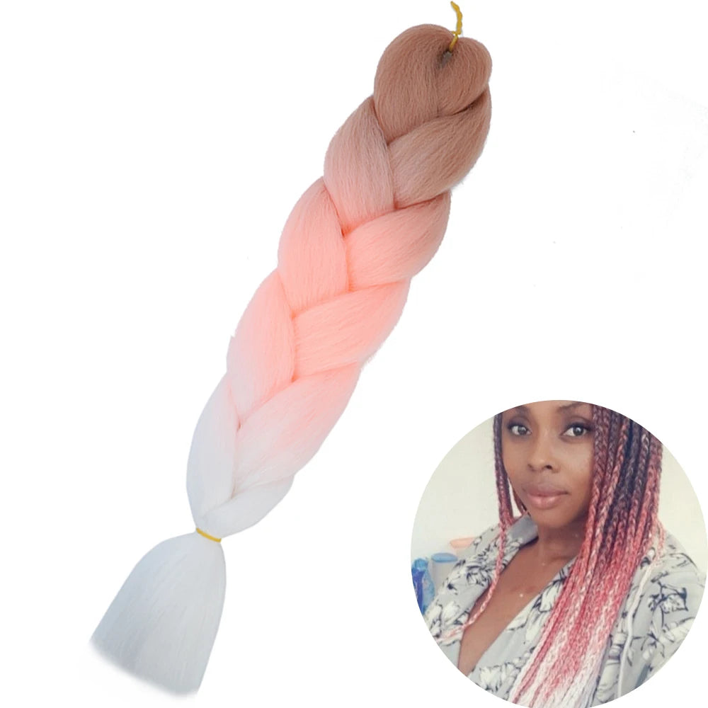 24” Synthetic Yaki Braids – Kanekalon Ombre Jumbo Braiding Hair Extensions 22