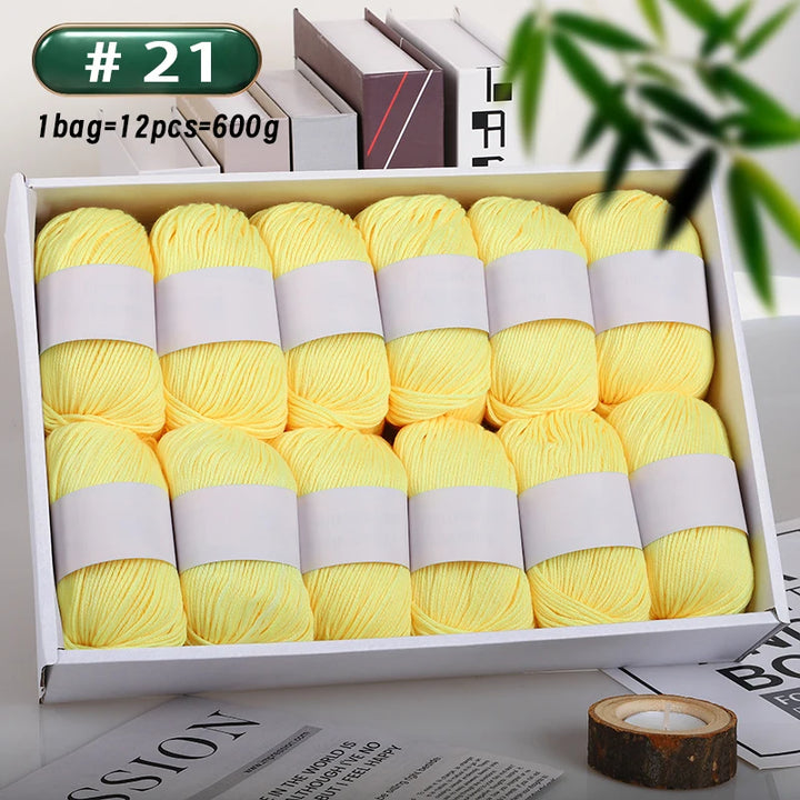 12-Piece Luxury Cashmere-Silk Yarn Set – Ultra-Soft Fluffy Yarn for Sweaters, Coats, Shawls & DIY Crafts (600g)