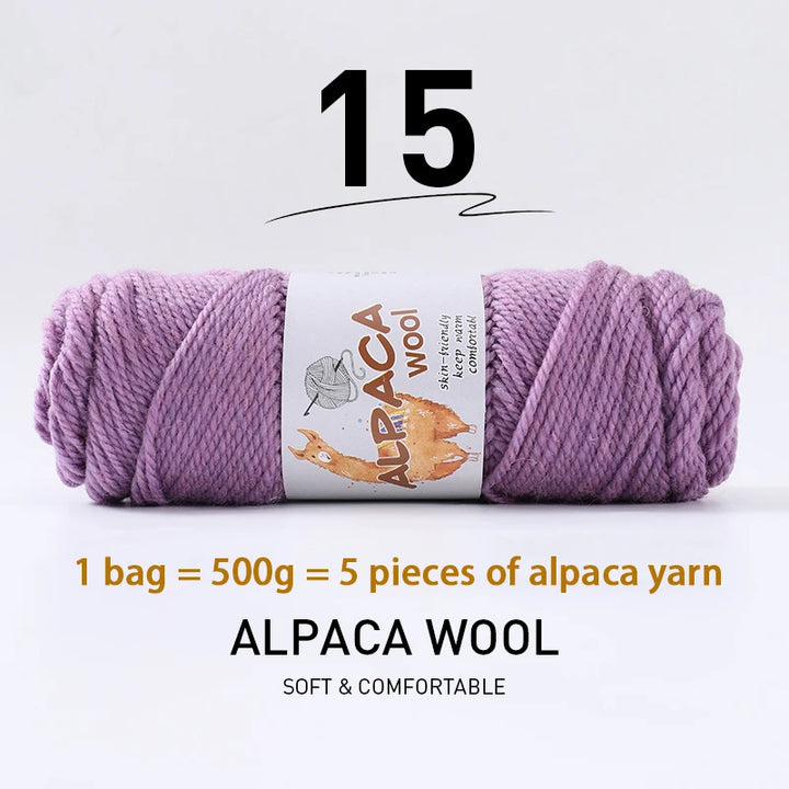 500g Thick Alpaca Wool Yarn Set (5 Skeins) – Soft Warm Knitting Yarn for Sweaters, Scarves, Hats & Winter Crafts