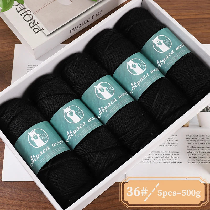 Alpaca Wool Boutique Yarn – 500g Thick Knitting Yarn Set (5 Pieces) for Sweaters, Scarves & Winter Wear