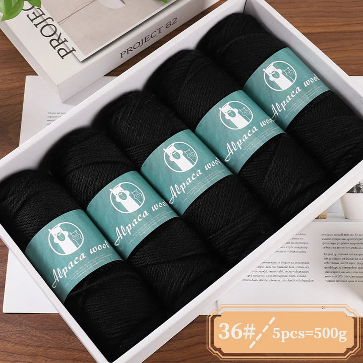 Alpaca Wool Boutique Yarn – 500g Thick Knitting Yarn Set (5 Pieces) for Sweaters, Scarves & Winter Wear