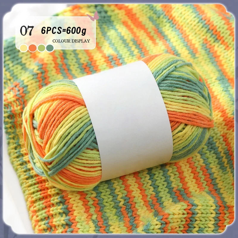 Colorful 6-Strand Gradient Yarn – Segment-Dyed Floral Pattern Yarn for Handmade Crafts