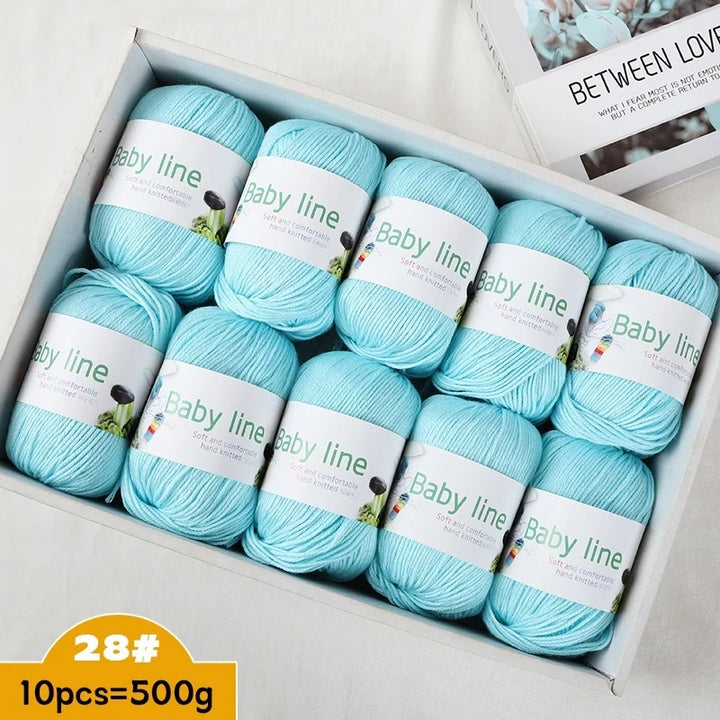 500g Soft Medium-Thick Knitting Yarn Set (10 Pieces) – Cozy Yarn for Sweaters, Hats, Scarves & Crochet Projects