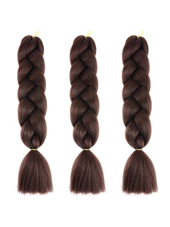3 Packs 24 Inch Rainbow Braiding Hair Extensions – Ombre Synthetic Jumbo Braid Hair for Crochet Braids (Rose Red)