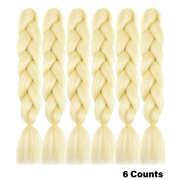 Ombre Crochet Braiding Hair – 6 Packs Synthetic Colorful Extensions for Women & Girls | High-Temperature Fiber