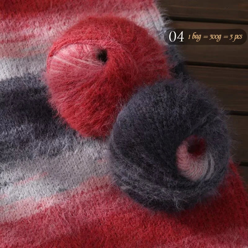 300g Xuebao Gradient Plush Yarn (3 Pieces) – Soft Warm Knitting Yarn for Scarves, Hats, Gloves & Blankets