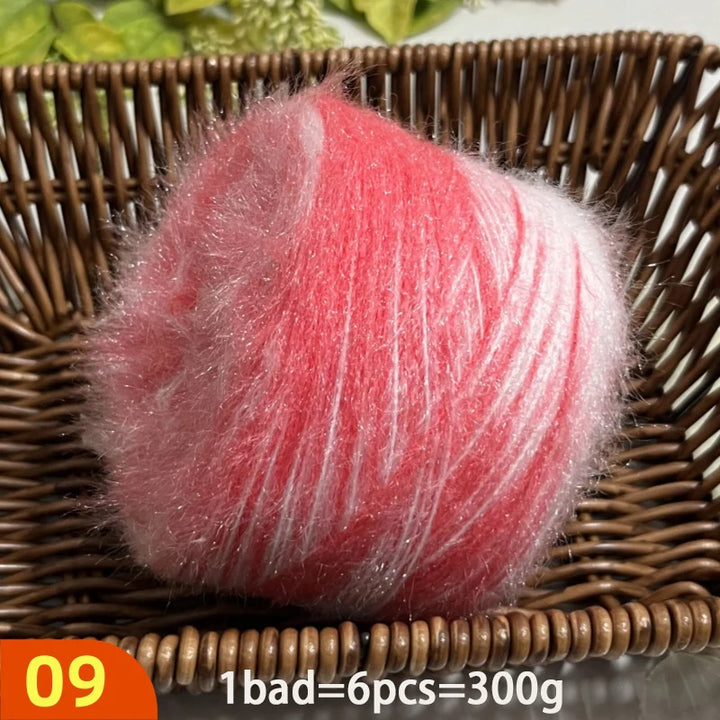 300g Soft Long-Haired Yarn Set – 6-Piece Fluffy Yarn for Knitting & DIY Projects