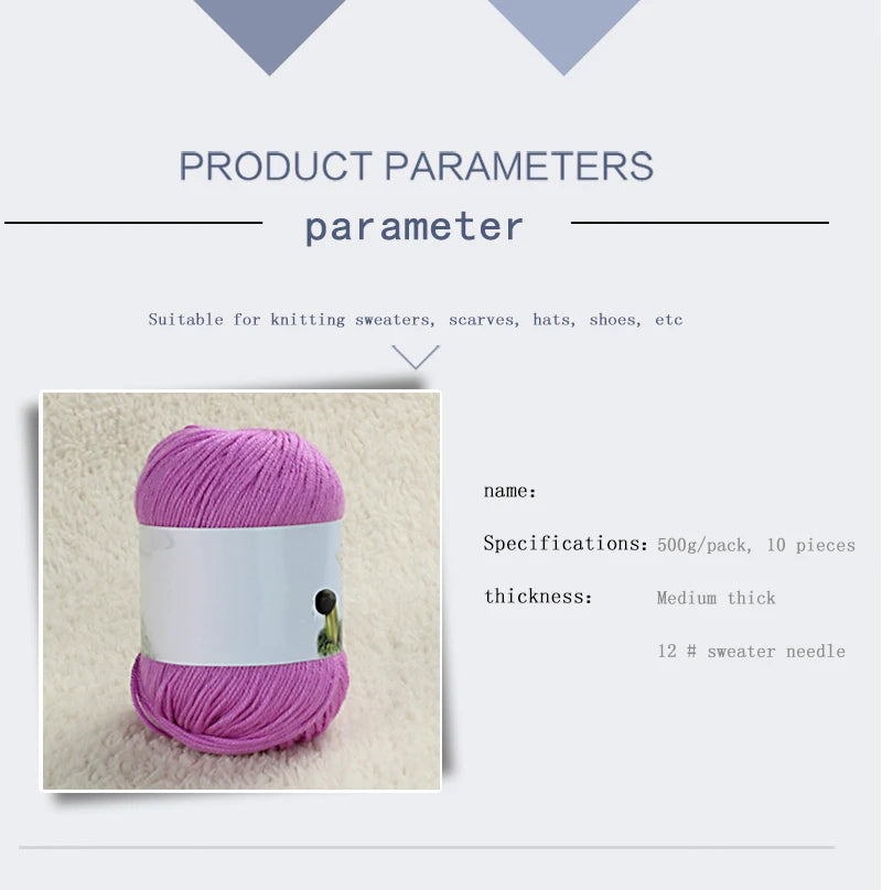 500g Soft Medium-Thick Knitting Yarn Set (10 Pieces) – Cozy Yarn for Sweaters, Hats, Scarves & Crochet Projects