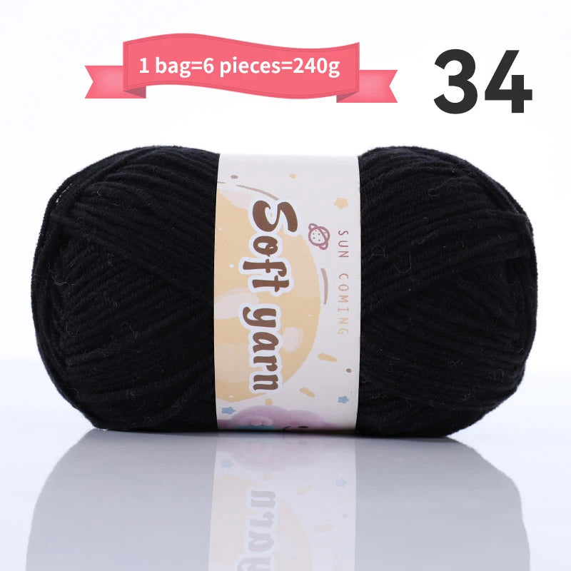 240g Medium-Thin Combed Yarn – Soft DIY Knitting & Crochet Yarn Balls (6 Pieces / Pack)