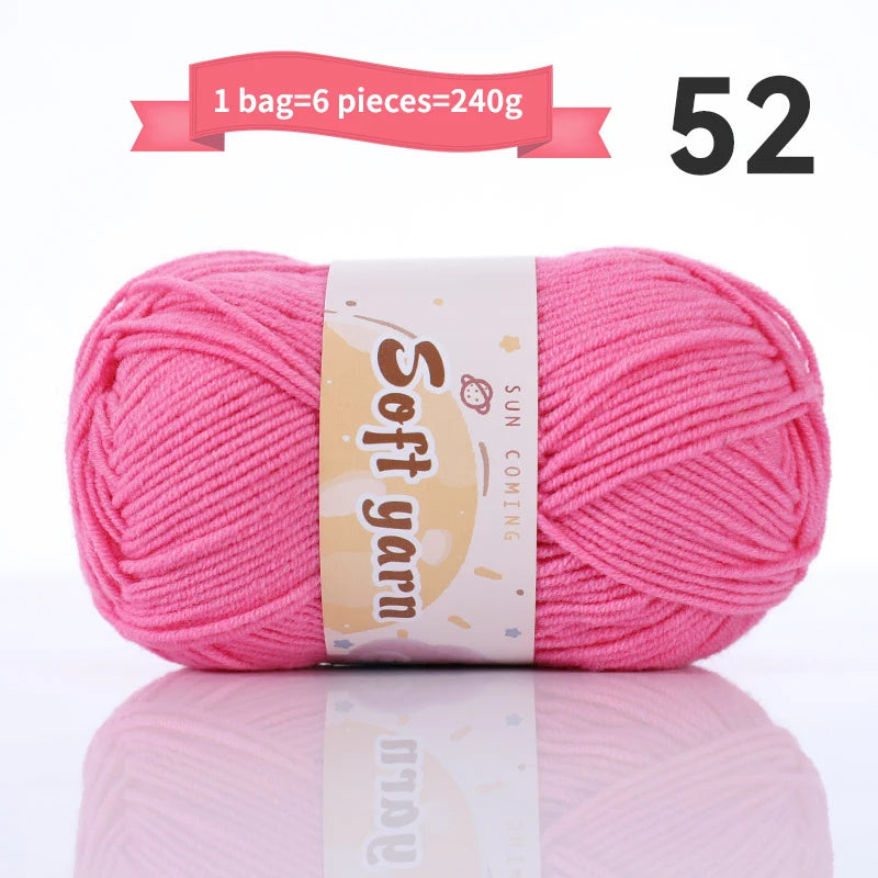 240g Medium-Thin Combed Yarn – Soft DIY Knitting & Crochet Yarn Balls (6 Pieces / Pack)
