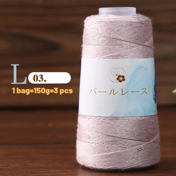 150g Bamboo Fiber & Linen Yarn with Sequins (3 Pieces) – Medium-Fine Yarn for Sweaters, Hats, Gloves & DIY Crafts