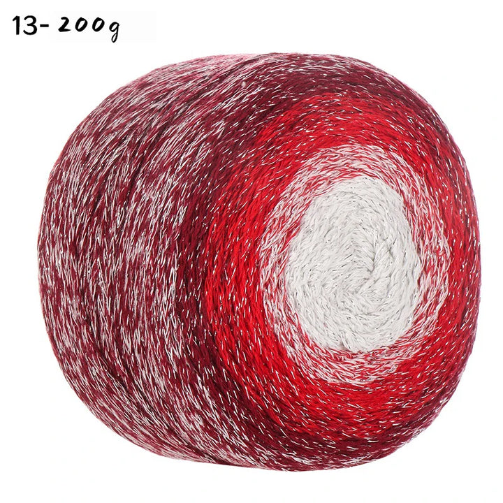 200g Shiny Gradient Silver Yarn – Large Skein Hollow Knitting Yarn for Bags, Hats & DIY Crafts