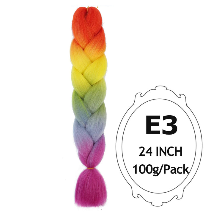 Ombre Braiding Hair 24 Inch – Colorful Jumbo Synthetic Braiding Hair Extensions for Women (Purple, Pink, White, Red, Blue)