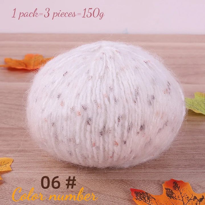 150g Colorful Dot Alpaca Mohair Yarn (3 Pieces) – Gradient Rainbow Knitting Yarn for Sweaters, Shawls, Hats & Scarves