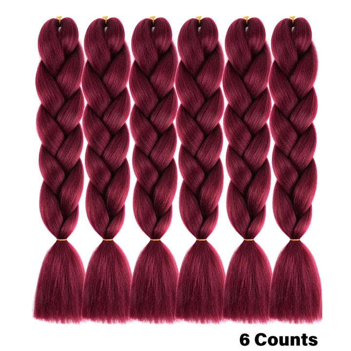 Rainbow Pre-Stretched Braiding Hair – Jumbo Box Braids High-Temperature Synthetic Extensions (6 Packs)