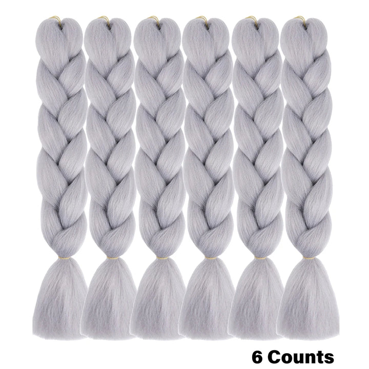 Ombre Crochet Braiding Hair – 6 Packs Synthetic Colorful Extensions for Women & Girls | High-Temperature Fiber