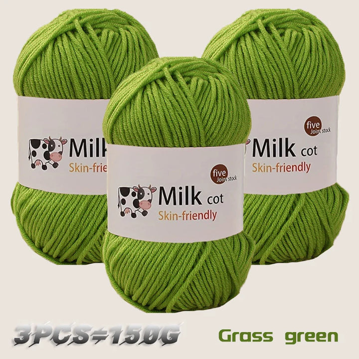150g 5-Strand Milk Cotton Yarn – Soft Medium Thick Knitting & Crochet Yarn for Dolls, Sweaters, Hats & Scarves