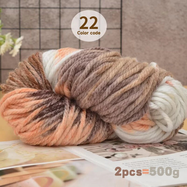 500g Extra Thick Polyester Yarn (2 Skeins) – Chunky Knitting Yarn for Sweaters, Hats, Cushions & DIY Crafts