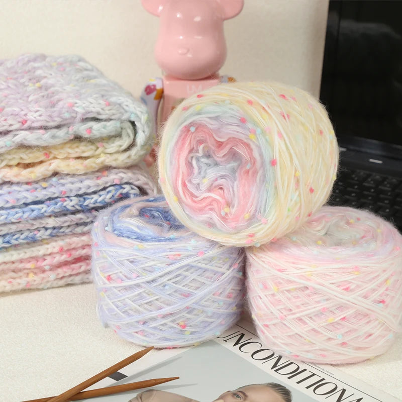 145g Gradient Dot Wool Yarn Ball – Soft Long-Dye Knitting Yarn for Scarves, Hats & Fashion Accessories