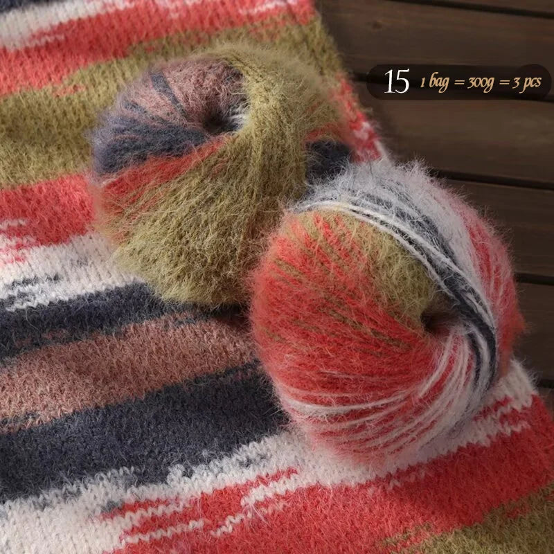 300g Xuebao Gradient Plush Yarn (3 Pieces) – Soft Warm Knitting Yarn for Scarves, Hats, Gloves & Blankets