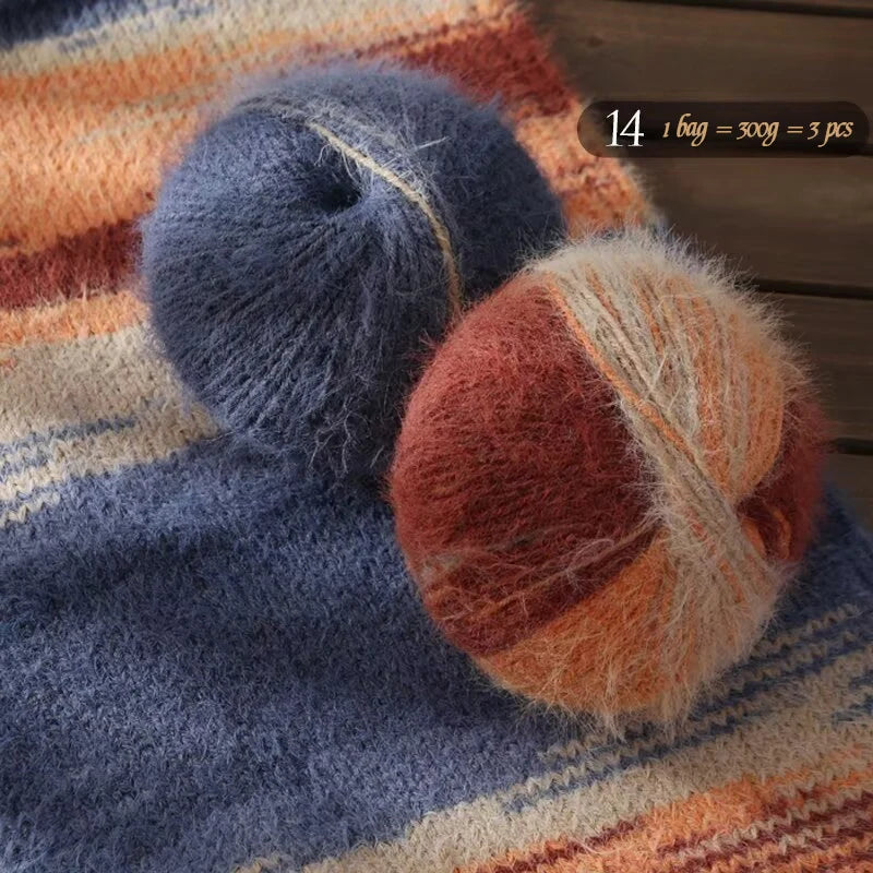 300g Xuebao Gradient Plush Yarn (3 Pieces) – Soft Warm Knitting Yarn for Scarves, Hats, Gloves & Blankets