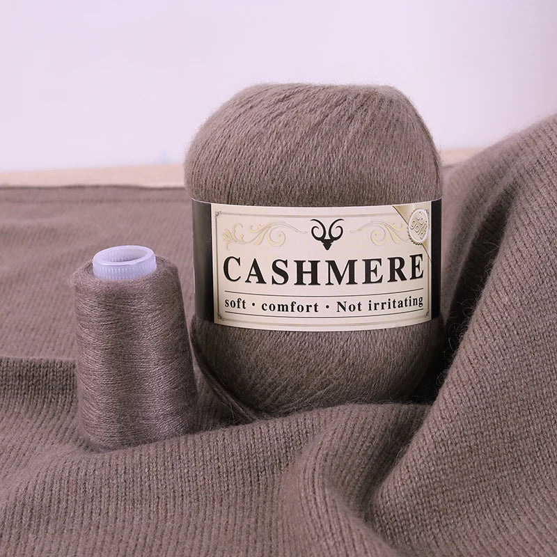 Handmade Cashmere Wool Yarn Set – 50g Main Yarn + 20g Auxiliary Yarn for Sweaters, Scarves & Hats