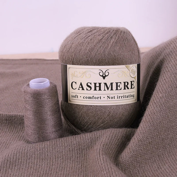 Handmade Cashmere Wool Yarn Set – 50g Main Yarn + 20g Auxiliary Yarn for Sweaters, Scarves & Hats