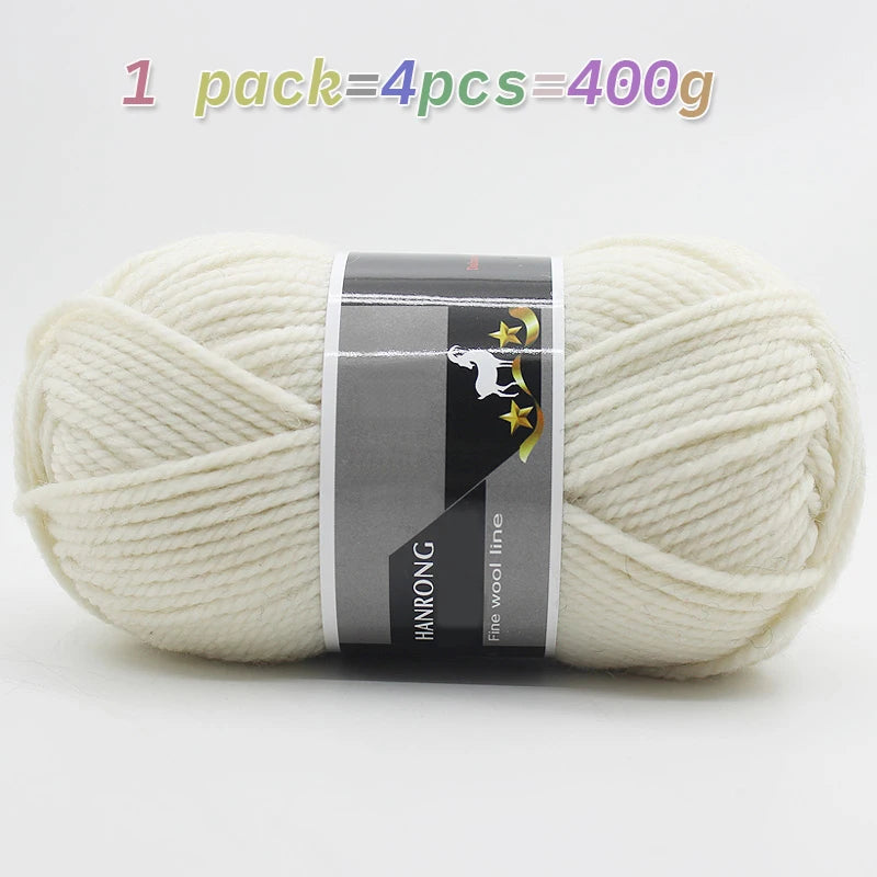 400g Thick Alpaca Wool Yarn – Chunky Knitting Yarn for Sweaters, Scarves, Hats & Coats (4 Skeins Pack)