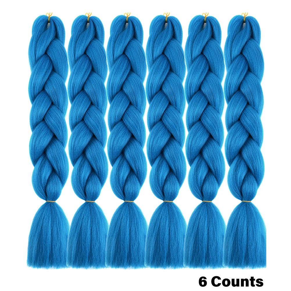 Ombre Crochet Braiding Hair – 6 Packs Synthetic Colorful Extensions for Women & Girls | High-Temperature Fiber