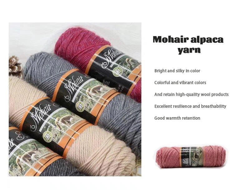 300g Colorful Mohair Alpaca Yarn – Soft Knitting Yarn for Sweaters, Scarves, Hats & DIY Crafts