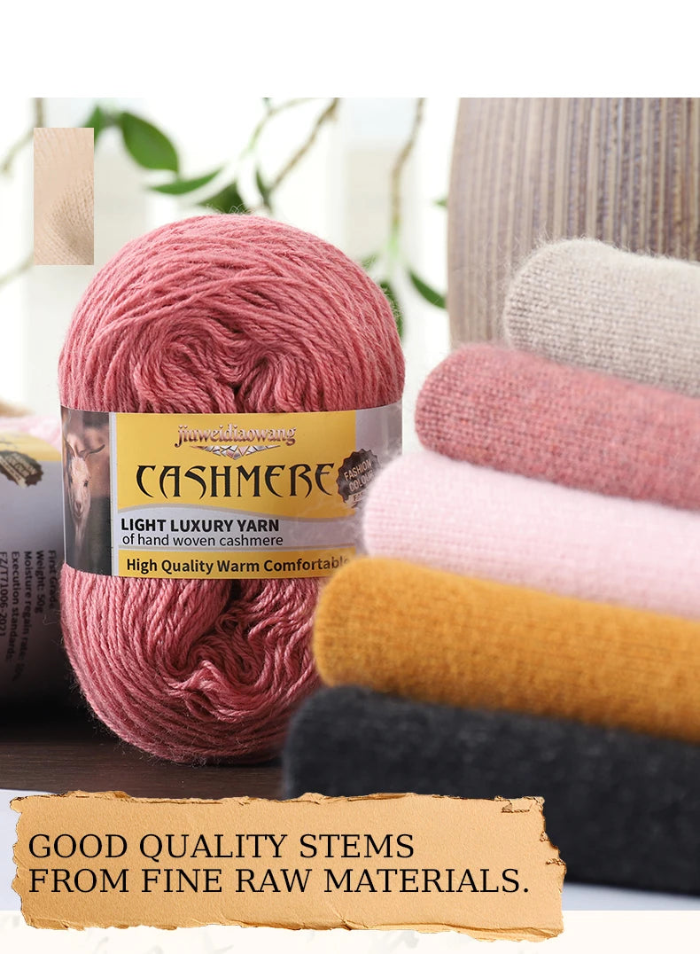 Premium Cashmere Blend Knitting Yarn Set – Medium-Fine Soft Wool Yarn for Sweaters, Scarves, Hats & Shawls (6 Main + 6 Elastic Threads)