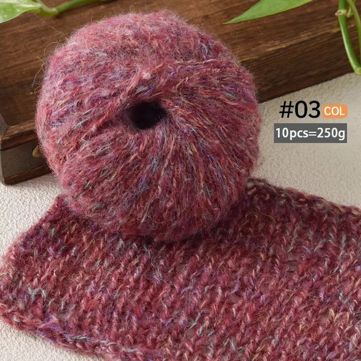 250g Colorful Mohair Alpaca Yarn Set (10 Pieces) – Soft Medium-Thick Yarn for Sweaters, Coats, Shawls & DIY Crafts
