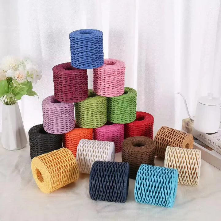 190g Bamboo Raffia Yarn (2 Skeins) – Straw Paper Crochet Yarn for Summer Hats, Bags & DIY Crafts