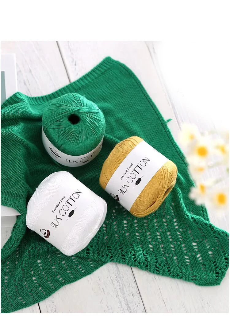 200g Pure Silk Cotton Thread – 100% Cotton Fine Yarn for Hand-Knitted Shawls, Sweaters & Hats