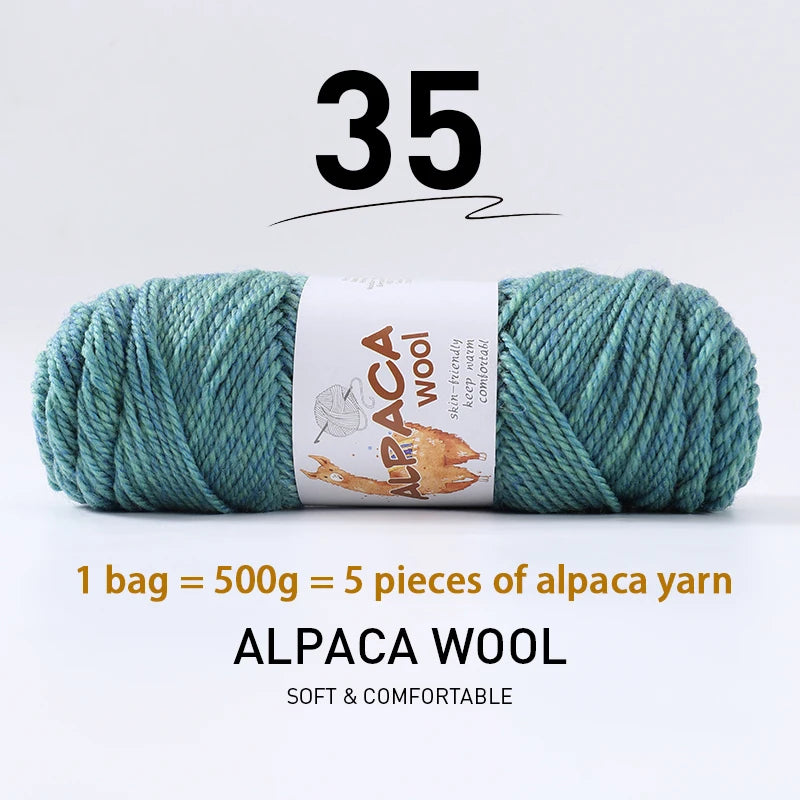 500g Thick Alpaca Wool Yarn Set (5 Skeins) – Soft Warm Knitting Yarn for Sweaters, Scarves, Hats & Winter Crafts