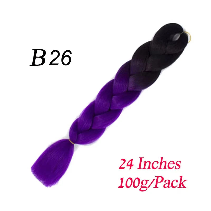 24 Inch Pre-Stretched Jumbo Braiding Hair – Synthetic Kanekalon Extensions for African Braids (100g) 444