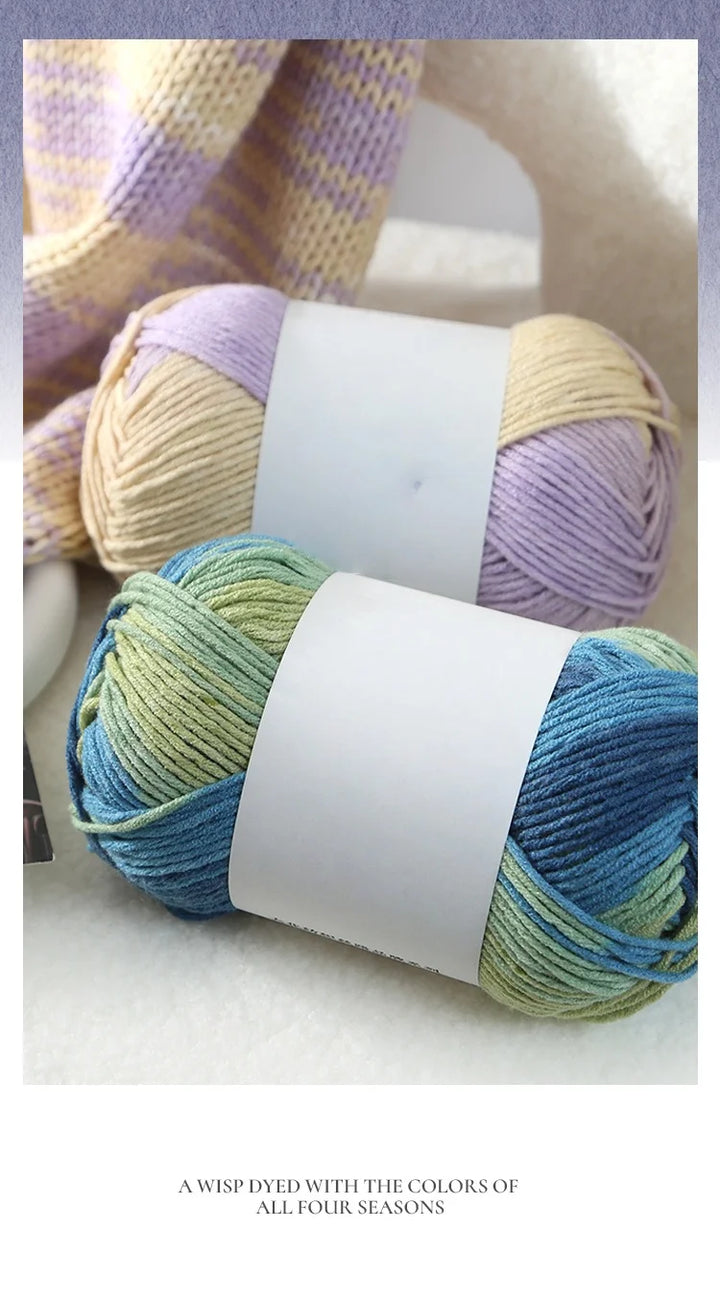 Colorful 6-Strand Gradient Yarn – Segment-Dyed Floral Pattern Yarn for Handmade Crafts