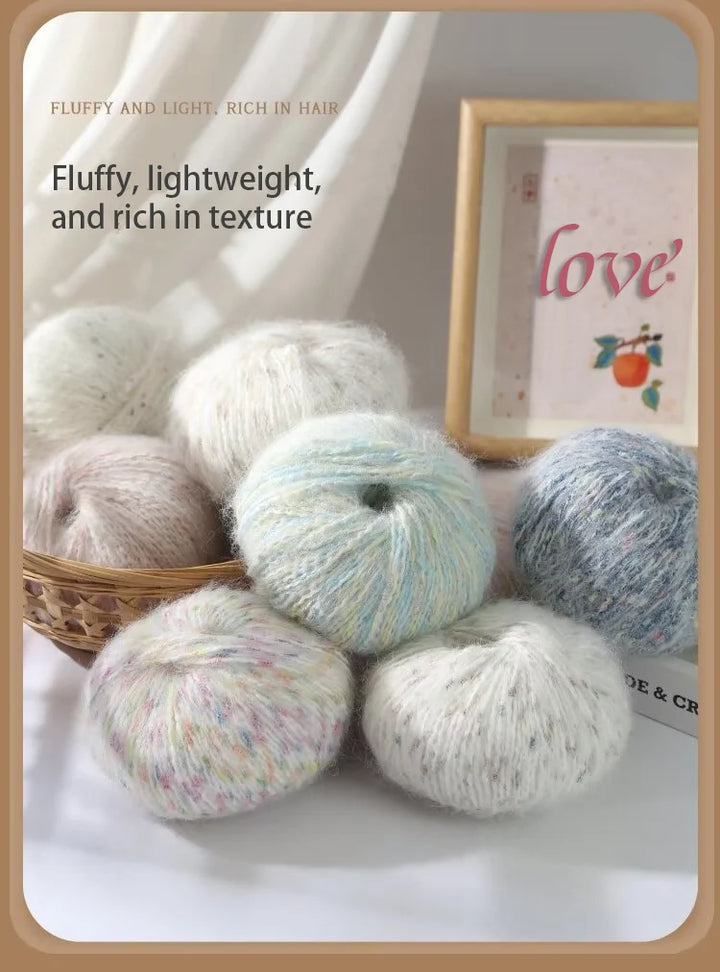 150g Colorful Dot Alpaca Mohair Yarn (3 Pieces) – Gradient Rainbow Knitting Yarn for Sweaters, Shawls, Hats & Scarves