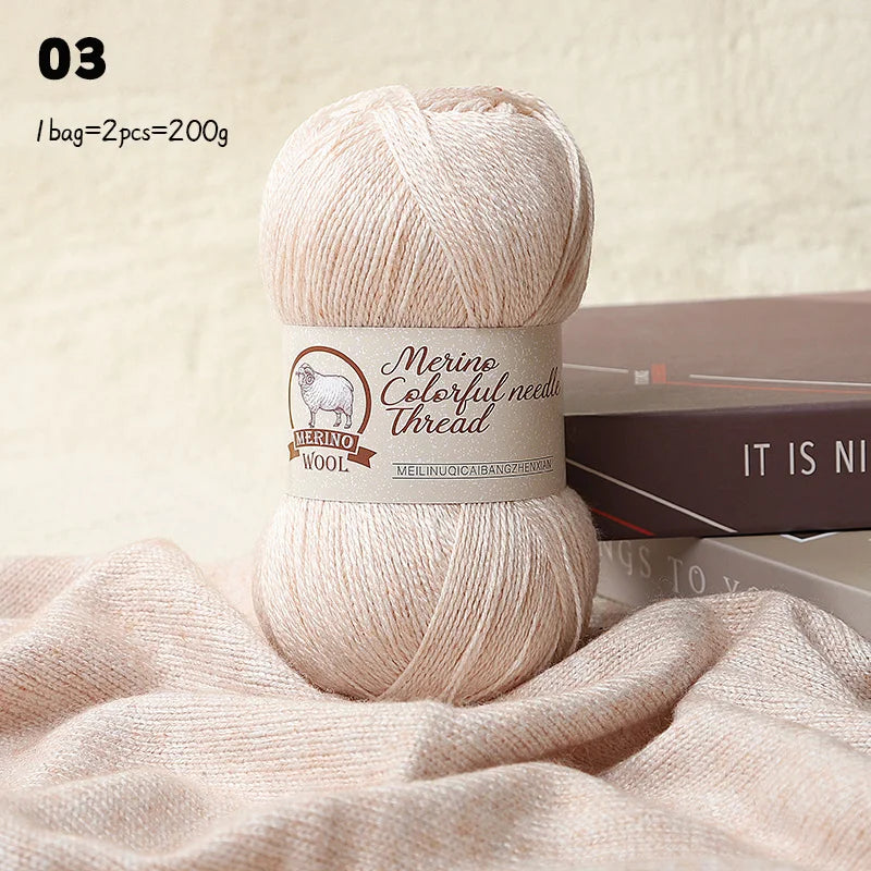 Solid Color Medium-Thick Cashmere Blend Yarn – Soft Luxury Yarn for Sweaters, Scarves & Handmade Crafts