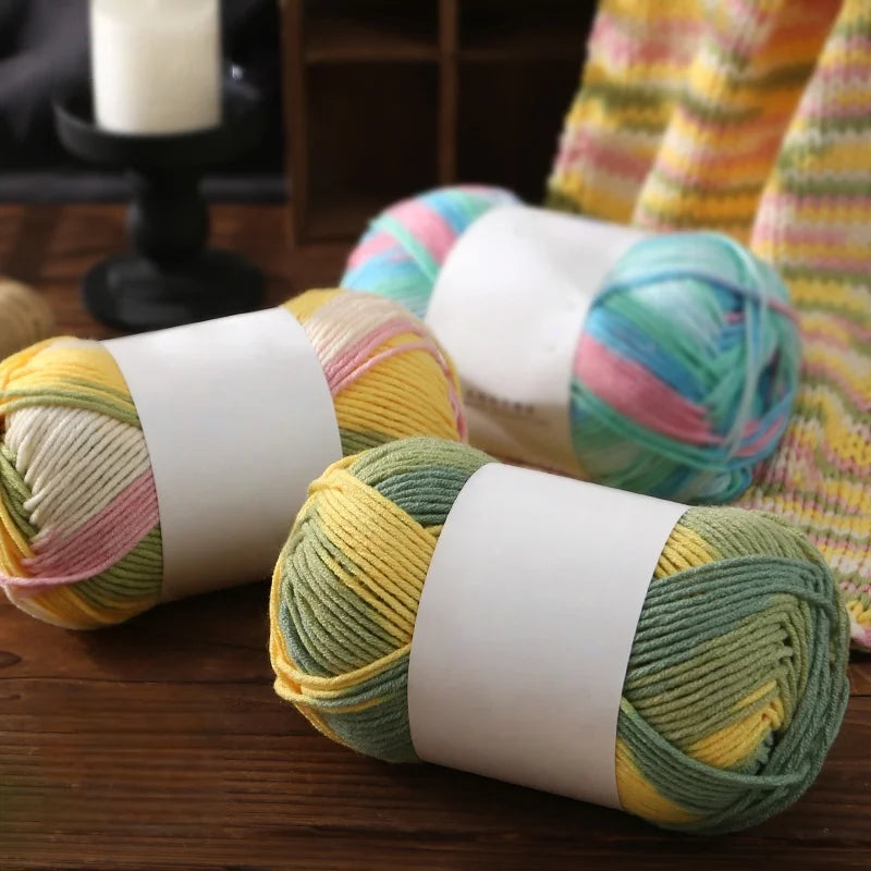 Colorful 6-Strand Gradient Yarn – Segment-Dyed Floral Pattern Yarn for Handmade Crafts