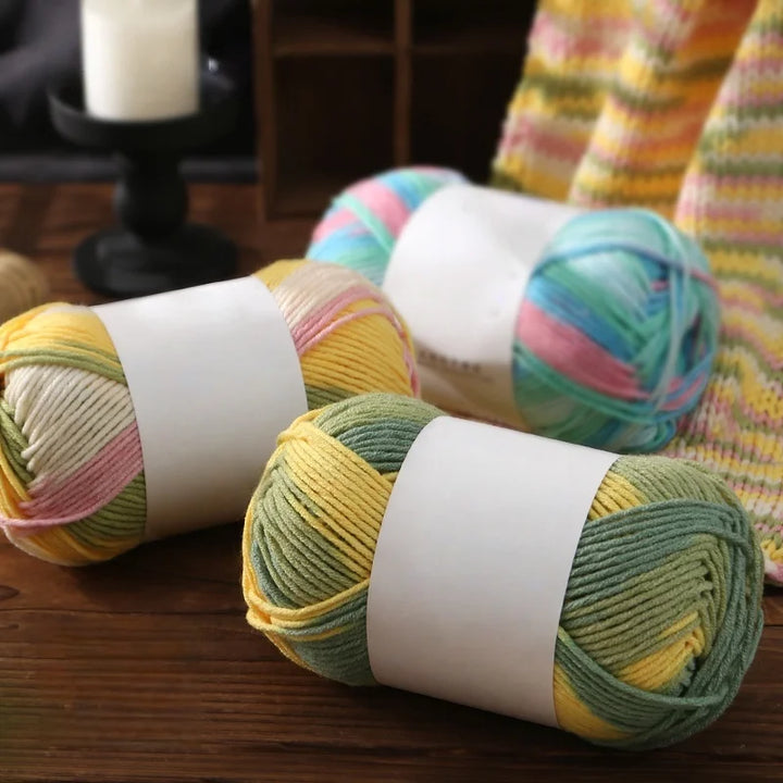 Colorful 6-Strand Gradient Yarn – Segment-Dyed Floral Pattern Yarn for Handmade Crafts