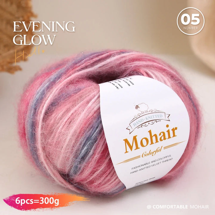 300g Rainbow Gradient Yarn Balls – Colorful Knitting Yarn for Tops, Scarves & DIY Crafts (6 Pieces/Pack)