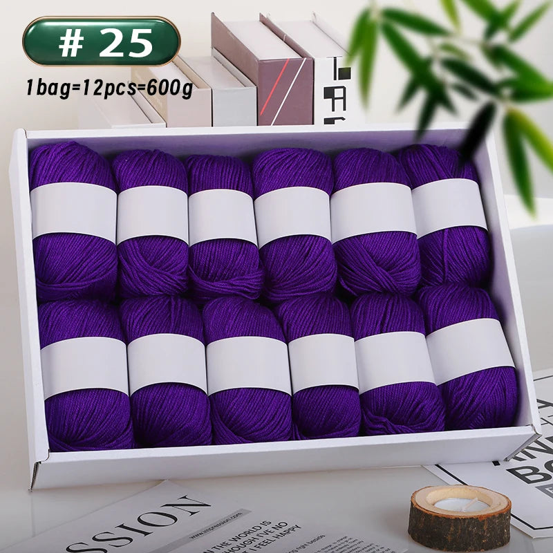 12-Piece Luxury Cashmere-Silk Yarn Set – Ultra-Soft Fluffy Yarn for Sweaters, Coats, Shawls & DIY Crafts (600g)