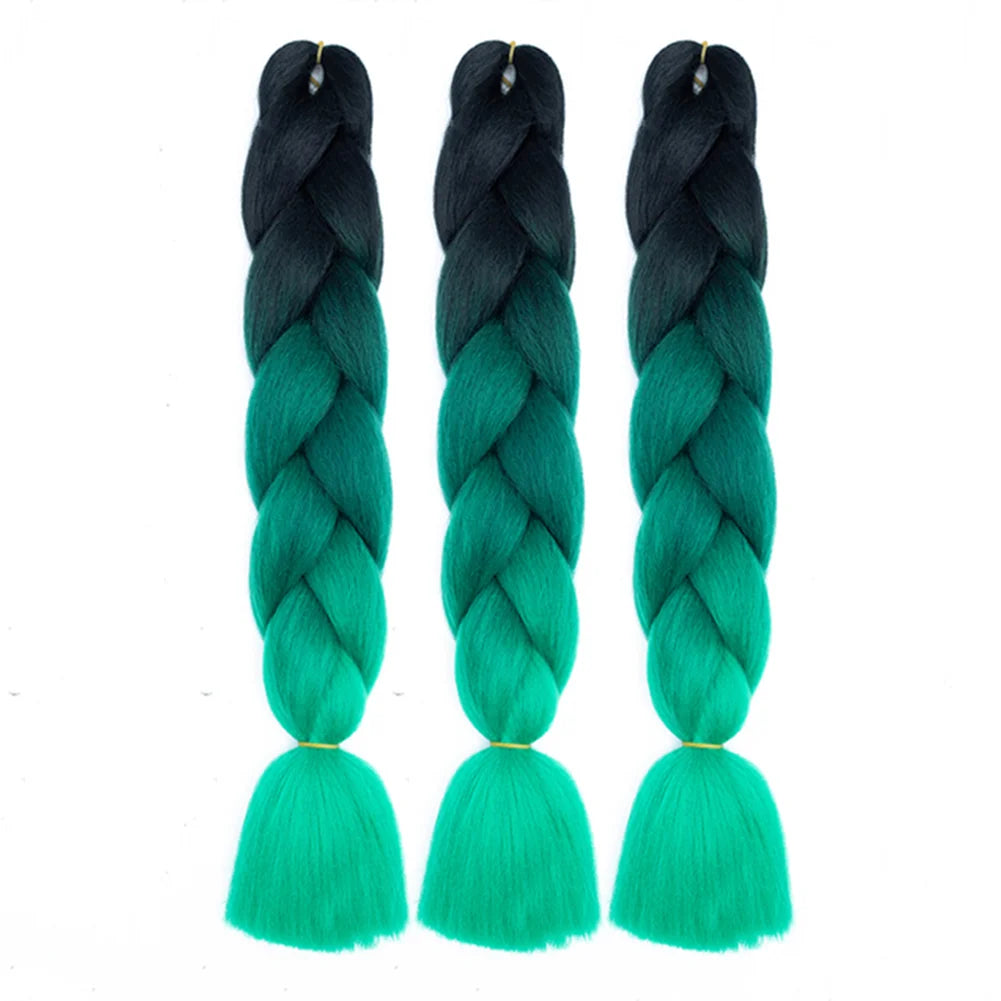 3 Packs 24 Inch Rainbow Braiding Hair Extensions – Ombre Synthetic Jumbo Braid Hair for Crochet Braids (Rose Red)