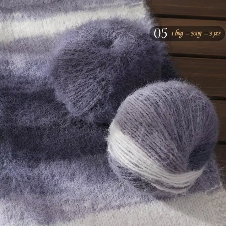 300g Xuebao Gradient Plush Yarn (3 Pieces) – Soft Warm Knitting Yarn for Scarves, Hats, Gloves & Blankets