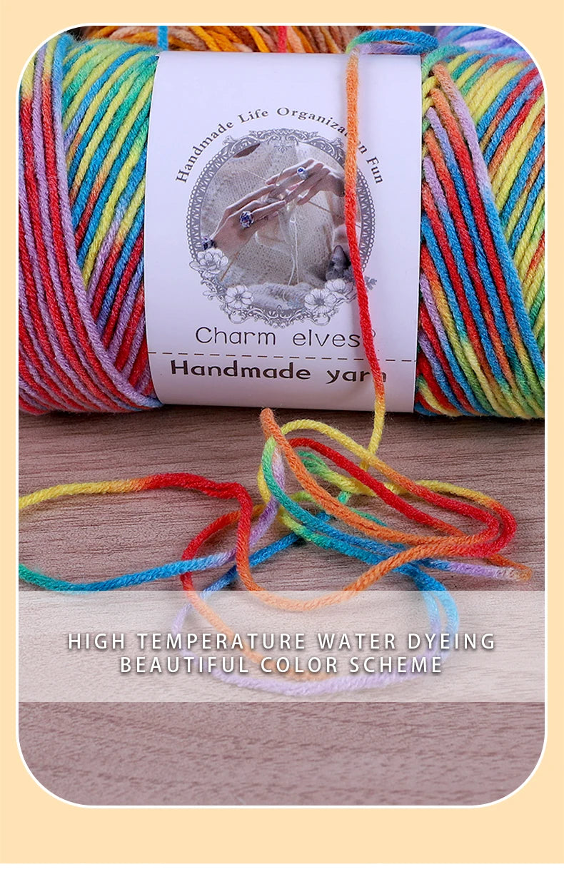 360g Rainbow Gradient Section-Dyed Yarn – Medium-Thick Hand Knitting Yarn for Sweaters, Hats & Scarves (3pcs Pack)