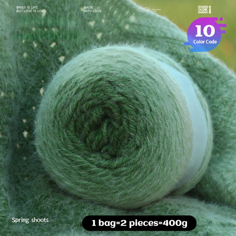 Qinglan Gradient Thick Yarn 400g – Long Section Dyed Rainbow Knitting Yarn for Sweaters & Shawls