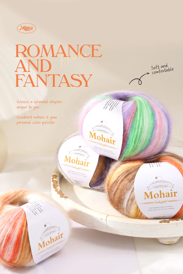 300g Rainbow Gradient Yarn Balls – Colorful Knitting Yarn for Tops, Scarves & DIY Crafts (6 Pieces/Pack)