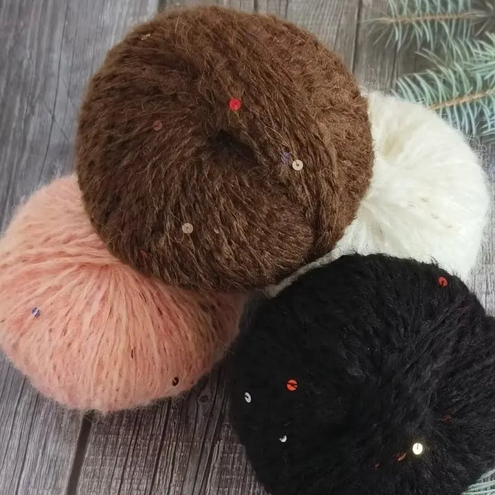 300g Colorful Sequined Alpaca Yarn – Soft Knitting Yarn for Sweaters, Scarves & Hats (6 Pieces/Pack)